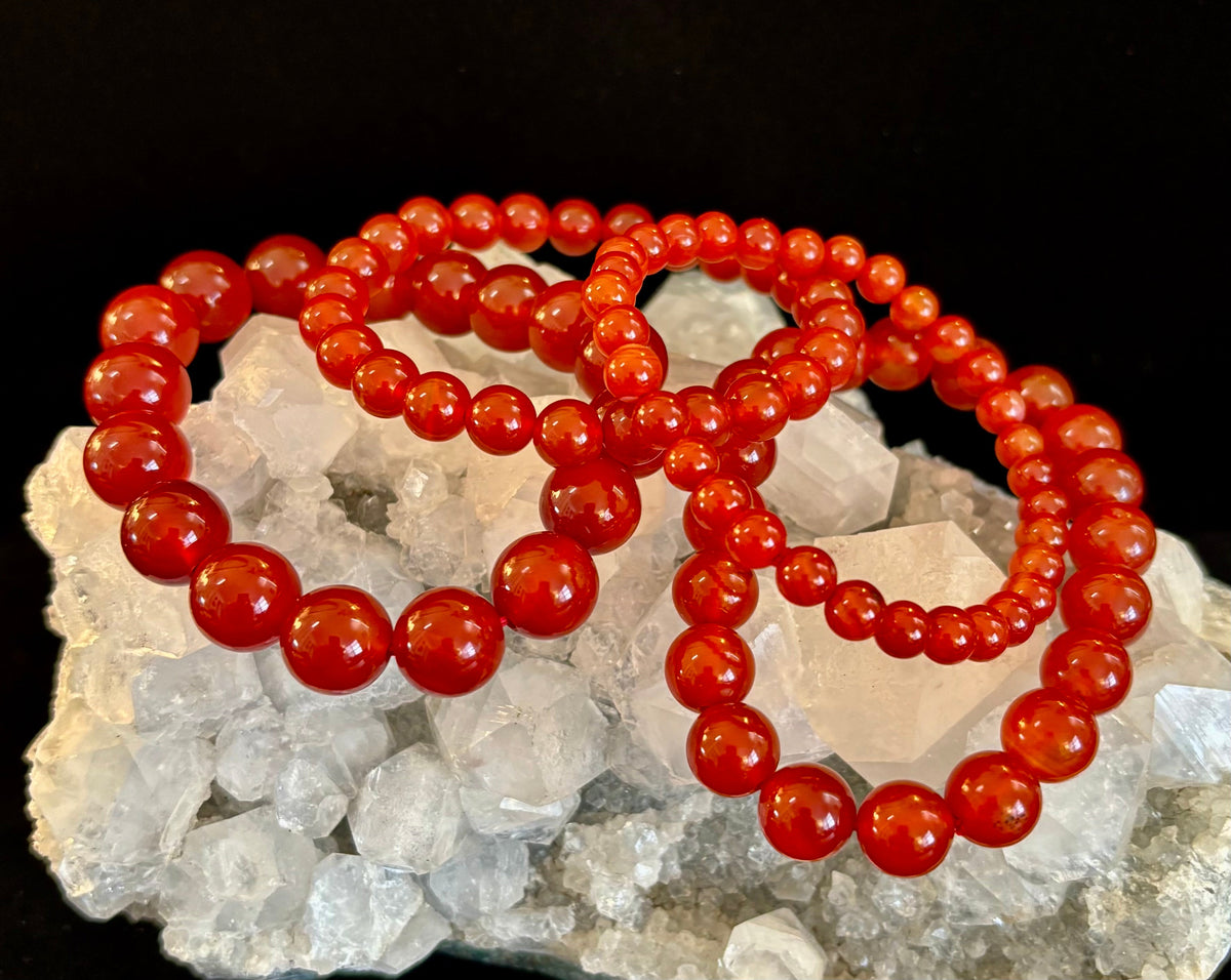 Reiki-Infused Red Onyx Gemstone Bracelet for Strength, Grounded Courage & Focus (6mm, 8mm, 10mm, 12mm)