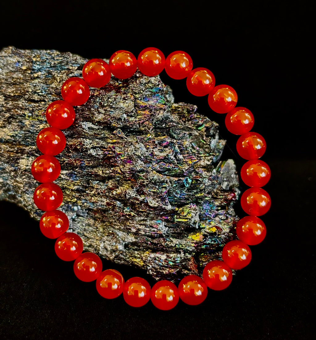 Reiki-Infused Red Onyx Gemstone Bracelet for Strength, Grounded Courage & Focus (6mm, 8mm, 10mm, 12mm)