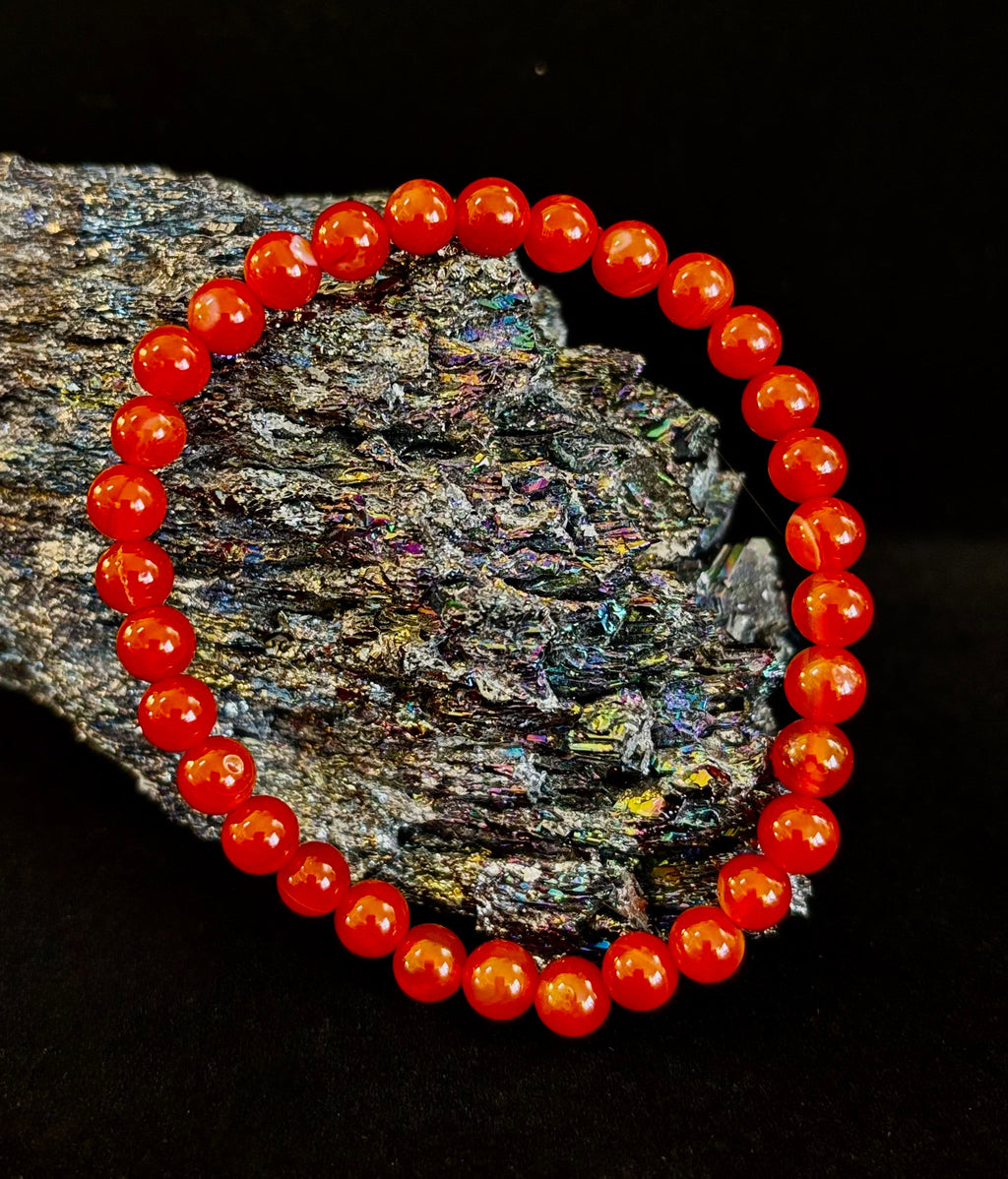 Reiki-Infused Red Onyx Gemstone Bracelet for Strength, Grounded Courage & Focus (6mm, 8mm, 10mm, 12mm)