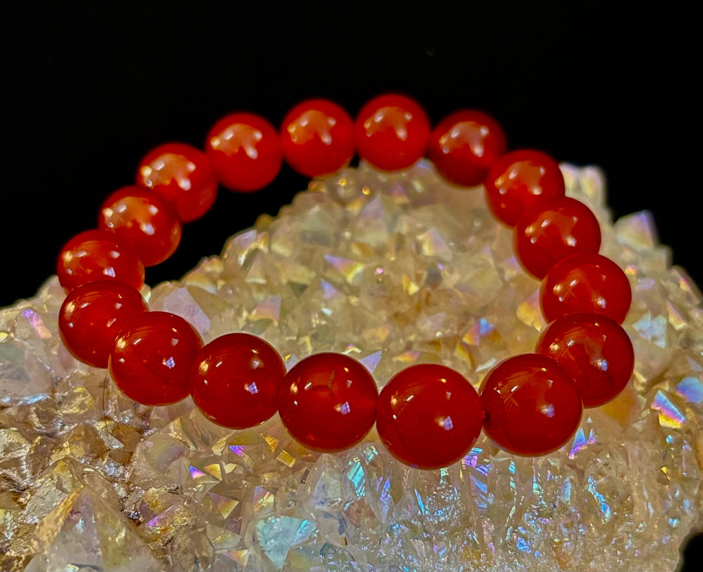 Reiki-Infused Red Onyx Gemstone Bracelet for Strength, Grounded Courage & Focus (6mm, 8mm, 10mm, 12mm)
