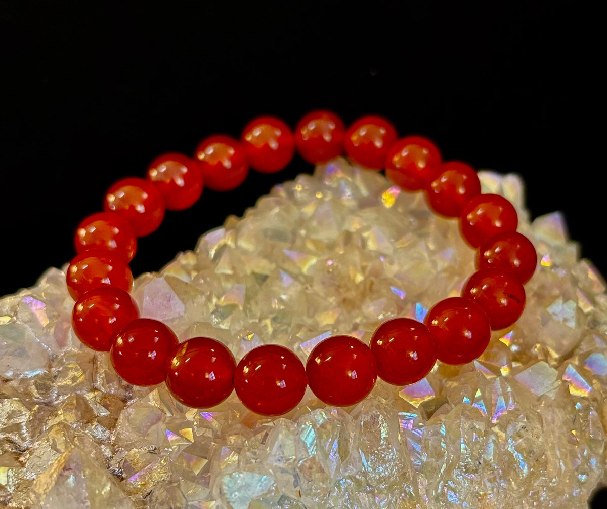 Reiki-Infused Red Onyx Gemstone Bracelet for Strength, Grounded Courage & Focus (6mm, 8mm, 10mm, 12mm)