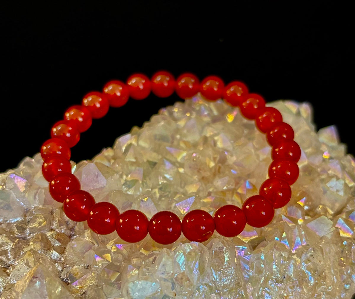 Reiki-Infused Red Onyx Gemstone Bracelet for Strength, Grounded Courage & Focus (6mm, 8mm, 10mm, 12mm)