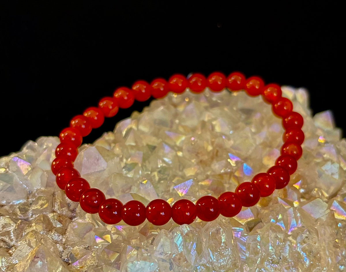 Reiki-Infused Red Onyx Gemstone Bracelet for Strength, Grounded Courage & Focus (6mm, 8mm, 10mm, 12mm)
