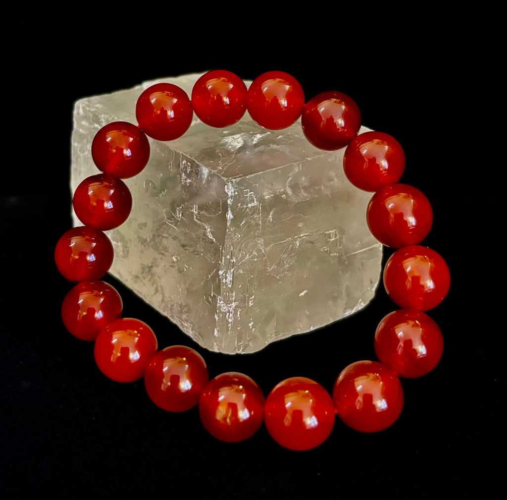 Reiki-Infused Red Onyx Gemstone Bracelet for Strength, Grounded Courage & Focus (6mm, 8mm, 10mm, 12mm)