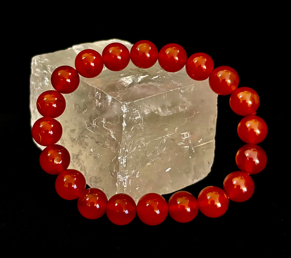 Reiki-Infused Red Onyx Gemstone Bracelet for Strength, Grounded Courage & Focus (6mm, 8mm, 10mm, 12mm)
