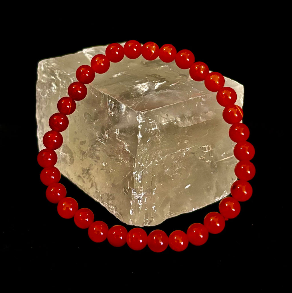 Reiki-Infused Red Onyx Gemstone Bracelet for Strength, Grounded Courage & Focus (6mm, 8mm, 10mm, 12mm)