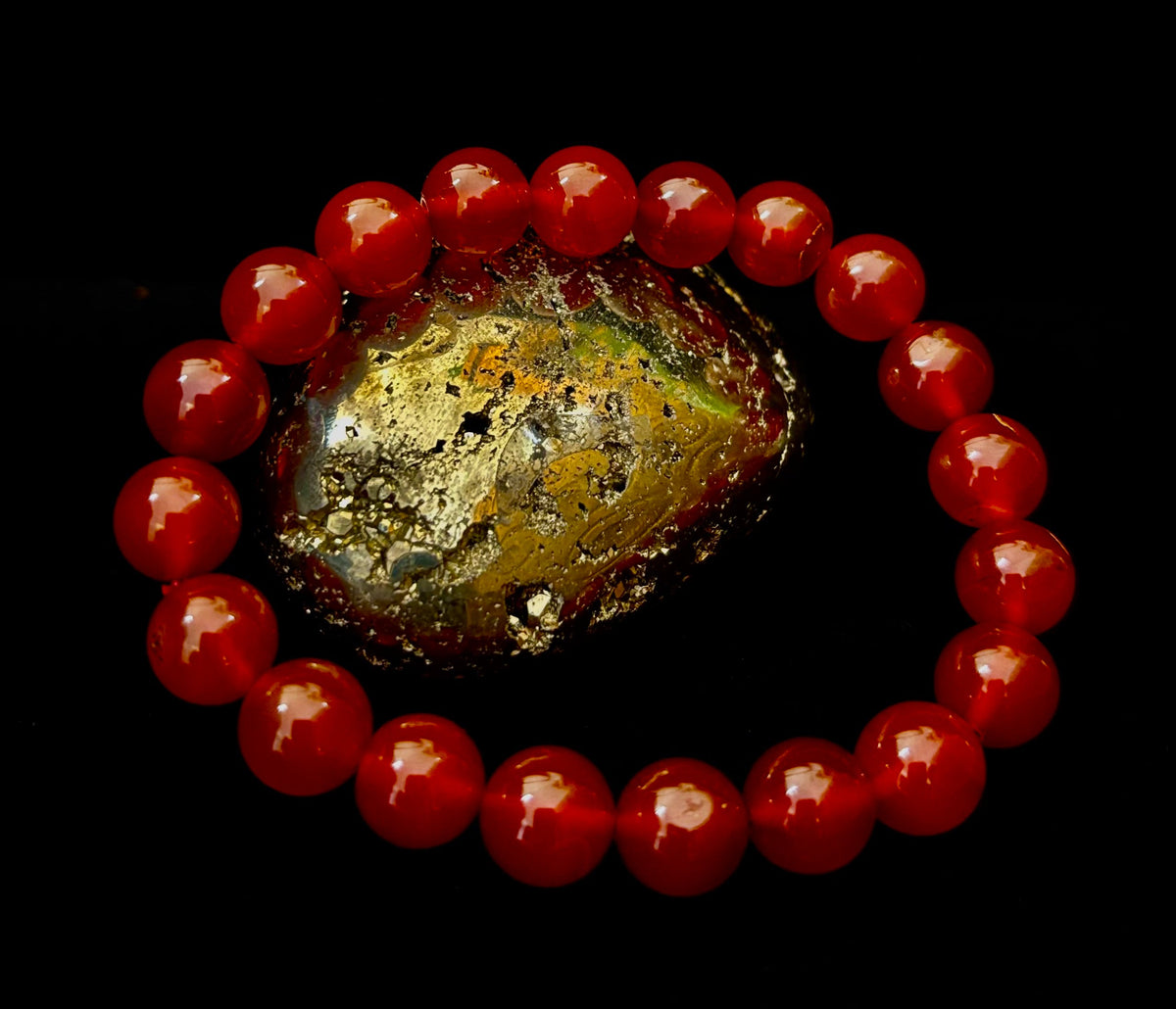 Reiki-Infused Red Onyx Gemstone Bracelet for Strength, Grounded Courage & Focus (6mm, 8mm, 10mm, 12mm)