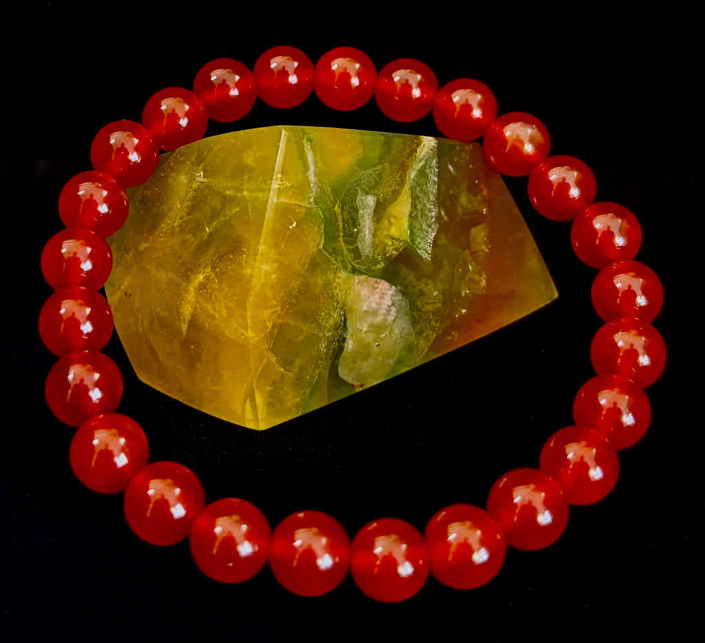 Reiki-Infused Red Onyx Gemstone Bracelet for Strength, Grounded Courage & Focus (6mm, 8mm, 10mm, 12mm)