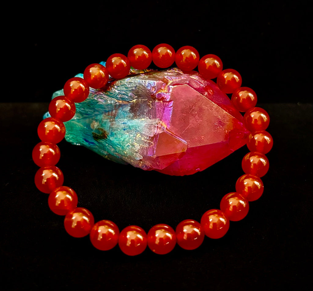 Reiki-Infused Red Onyx Gemstone Bracelet for Strength, Grounded Courage & Focus (6mm, 8mm, 10mm, 12mm)
