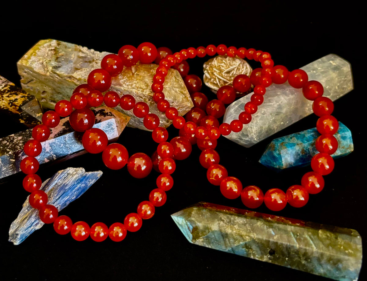 Reiki-Infused Red Onyx Gemstone Bracelet for Strength, Grounded Courage & Focus (6mm, 8mm, 10mm, 12mm)