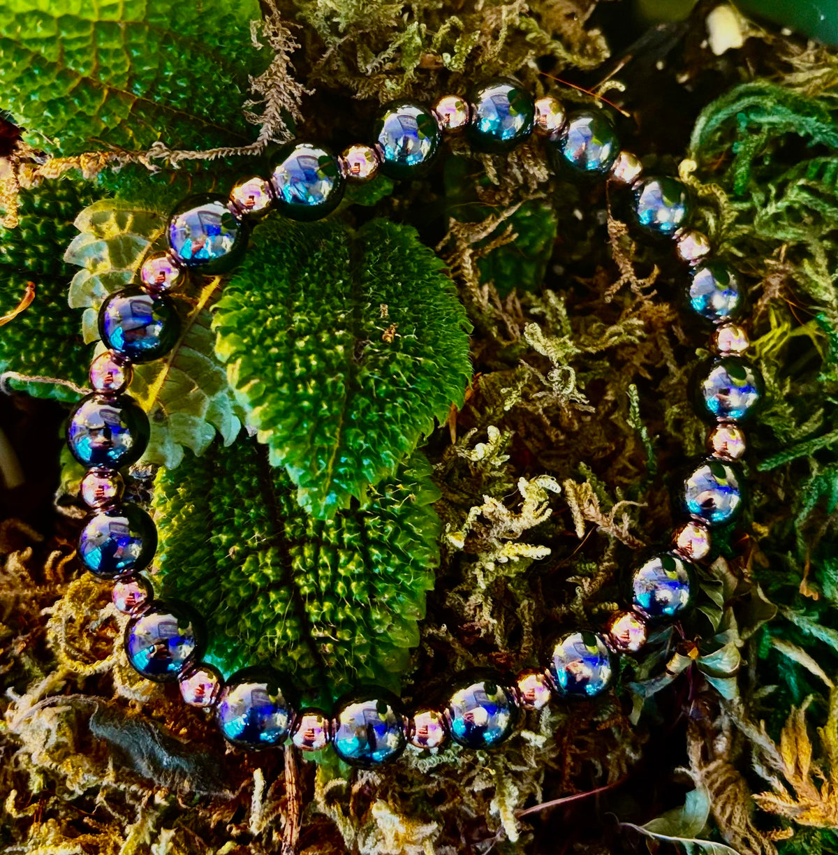 Copper & Hematite Bracelet – Grounding, Strength & Energy Balance (Large Wrists)