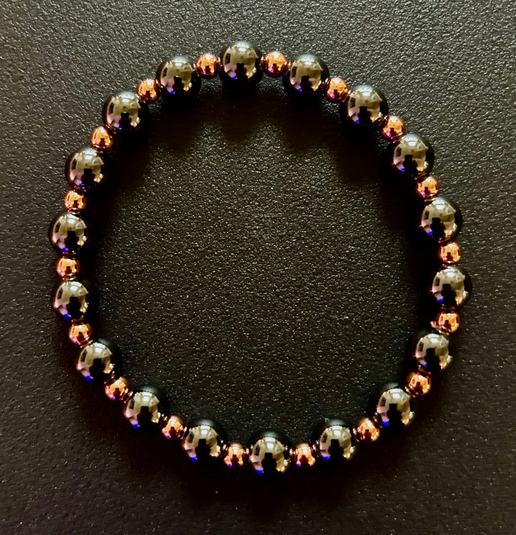Copper & Hematite Bracelet – Grounding, Strength & Energy Balance (Large Wrists)