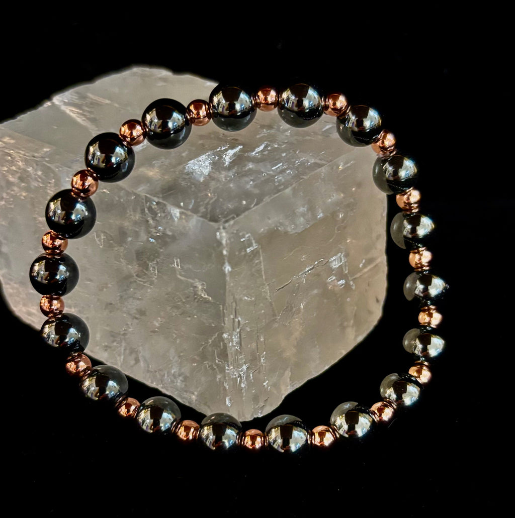 Copper & Hematite Bracelet – Grounding, Strength & Energy Balance (Large Wrists)