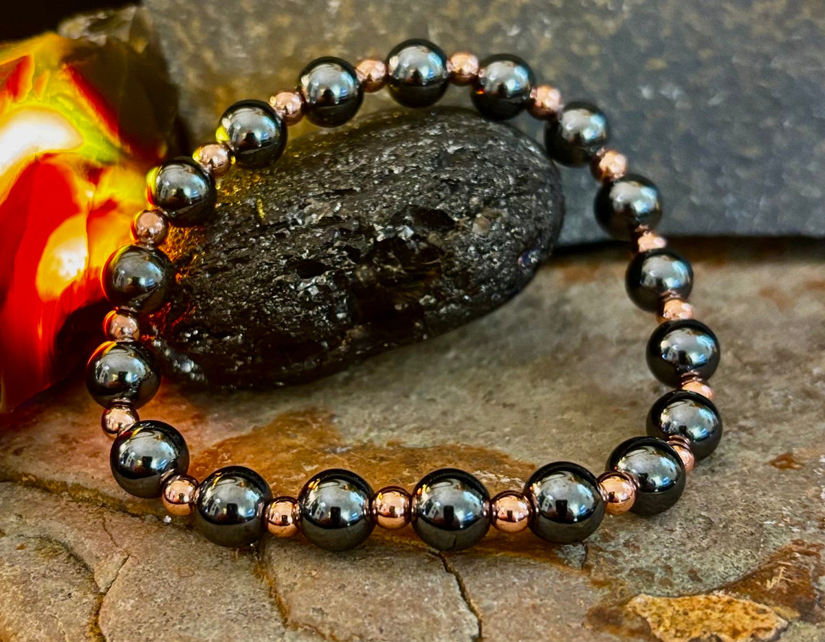 Copper & Hematite Bracelet – Grounding, Strength & Energy Balance (Large Wrists)