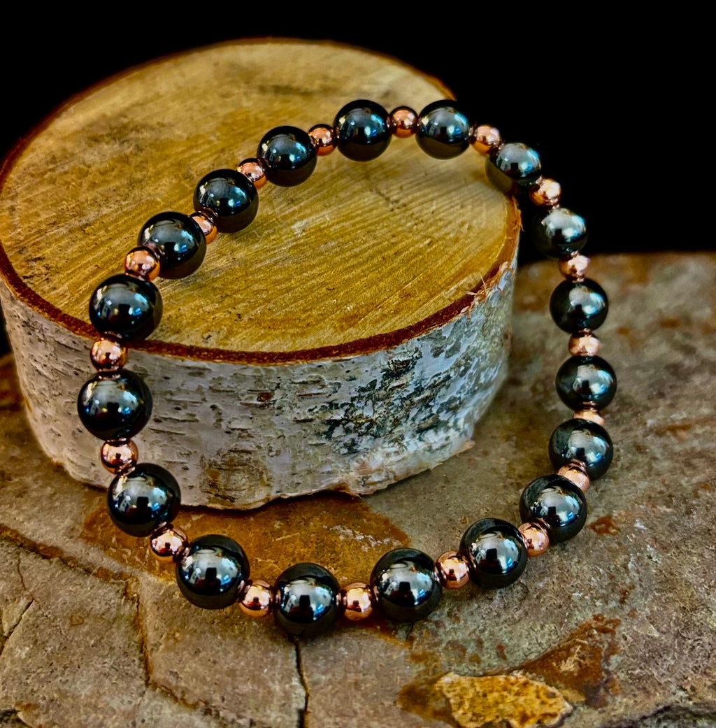 Copper & Hematite Bracelet – Grounding, Strength & Energy Balance (Large Wrists)