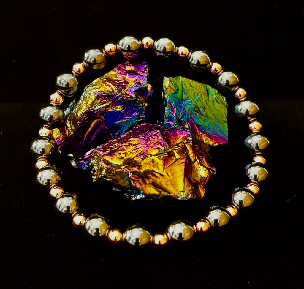 Copper & Hematite Bracelet – Grounding, Strength & Energy Balance (Large Wrists)