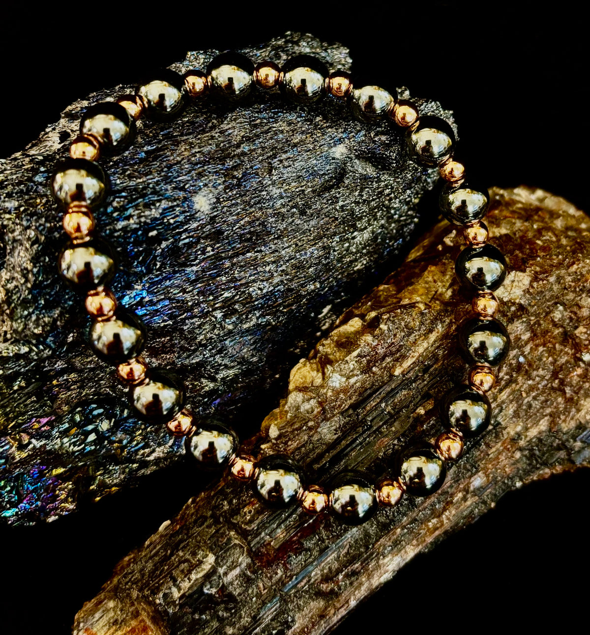 Copper & Hematite Bracelet – Grounding, Strength & Energy Balance (Large Wrists)