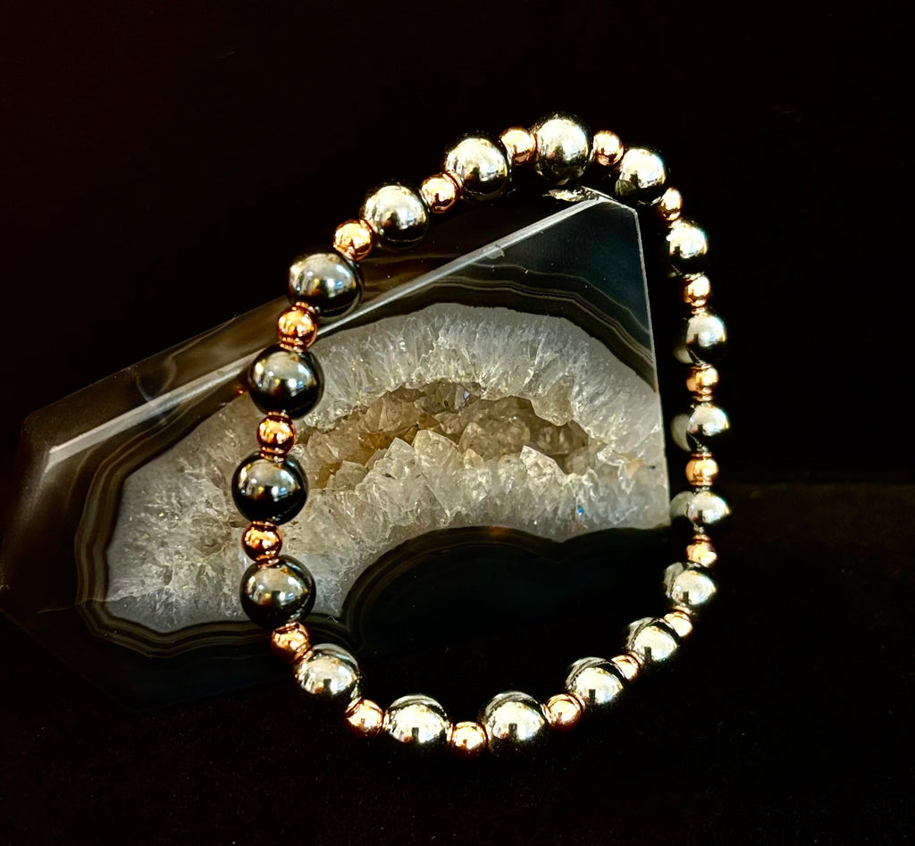 Copper & Hematite Bracelet – Grounding, Strength & Energy Balance (Large Wrists)
