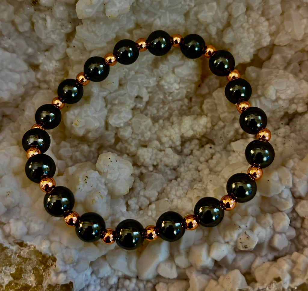 Copper & Hematite Bracelet – Grounding, Strength & Energy Balance (Large Wrists)