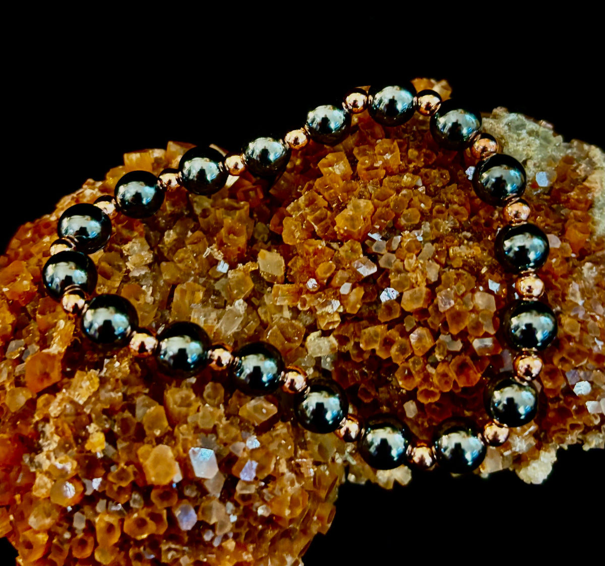 Copper & Hematite Bracelet – Grounding, Strength & Energy Balance (Large Wrists)