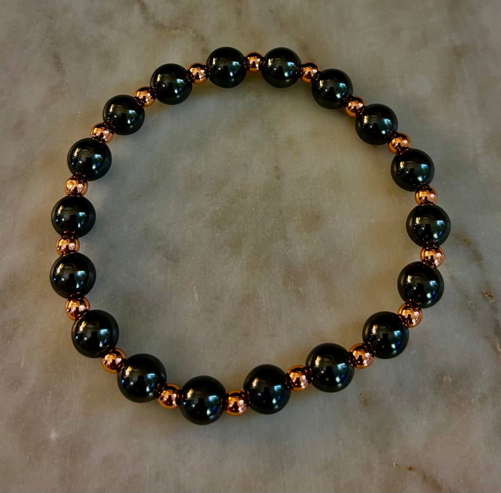 Copper & Hematite Bracelet – Grounding, Strength & Energy Balance (Large Wrists)