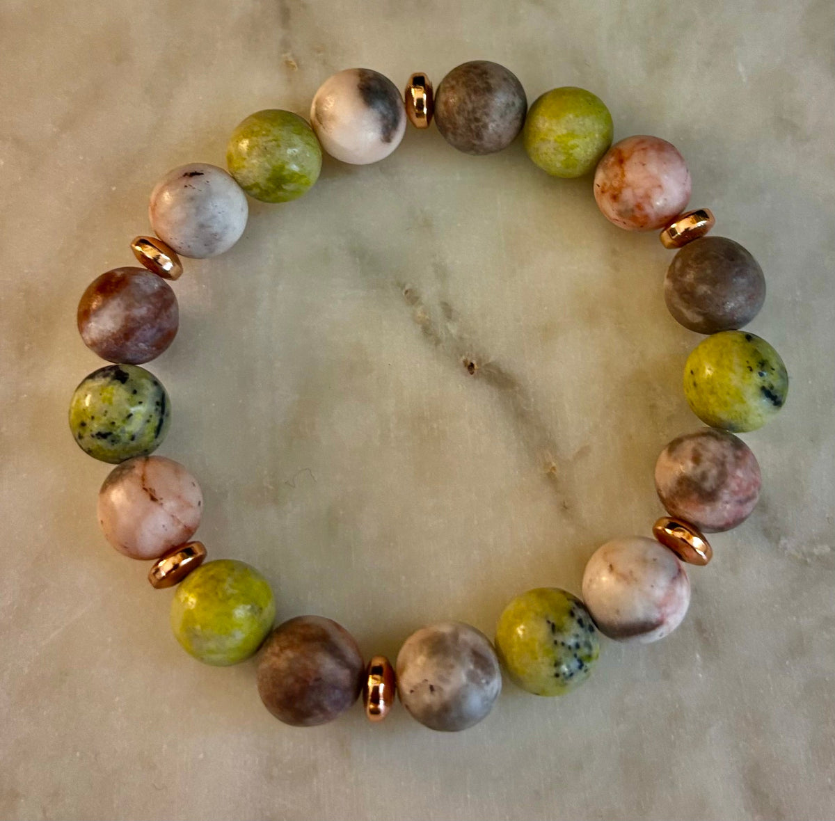 Reiki-Infused Earth Harmony Jasper Bracelet – 10mm Grounding & Balance Beads (Medium Wrists)