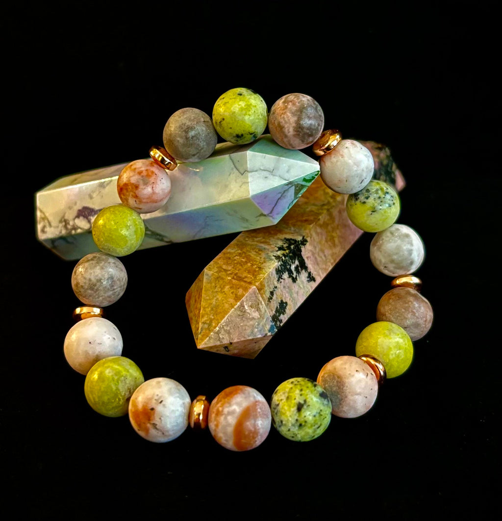 Reiki-Infused Earth Harmony Jasper Bracelet – 10mm Grounding & Balance Beads (Medium Wrists)