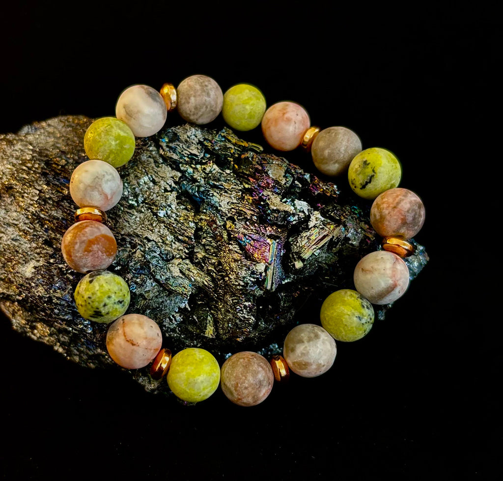 Reiki-Infused Earth Harmony Jasper Bracelet – 10mm Grounding & Balance Beads (Medium Wrists)