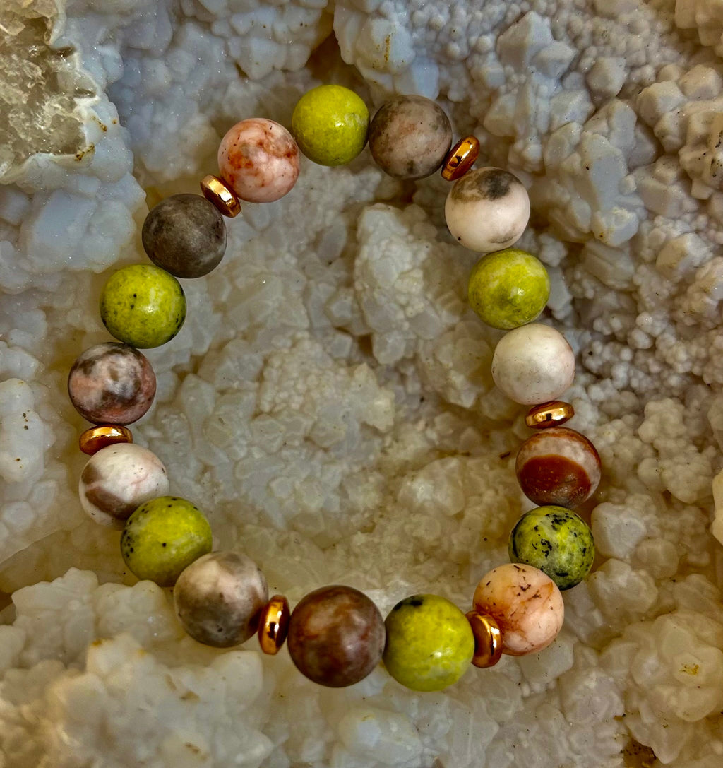 Reiki-Infused Earth Harmony Jasper Bracelet – 10mm Grounding & Balance Beads (Medium Wrists)