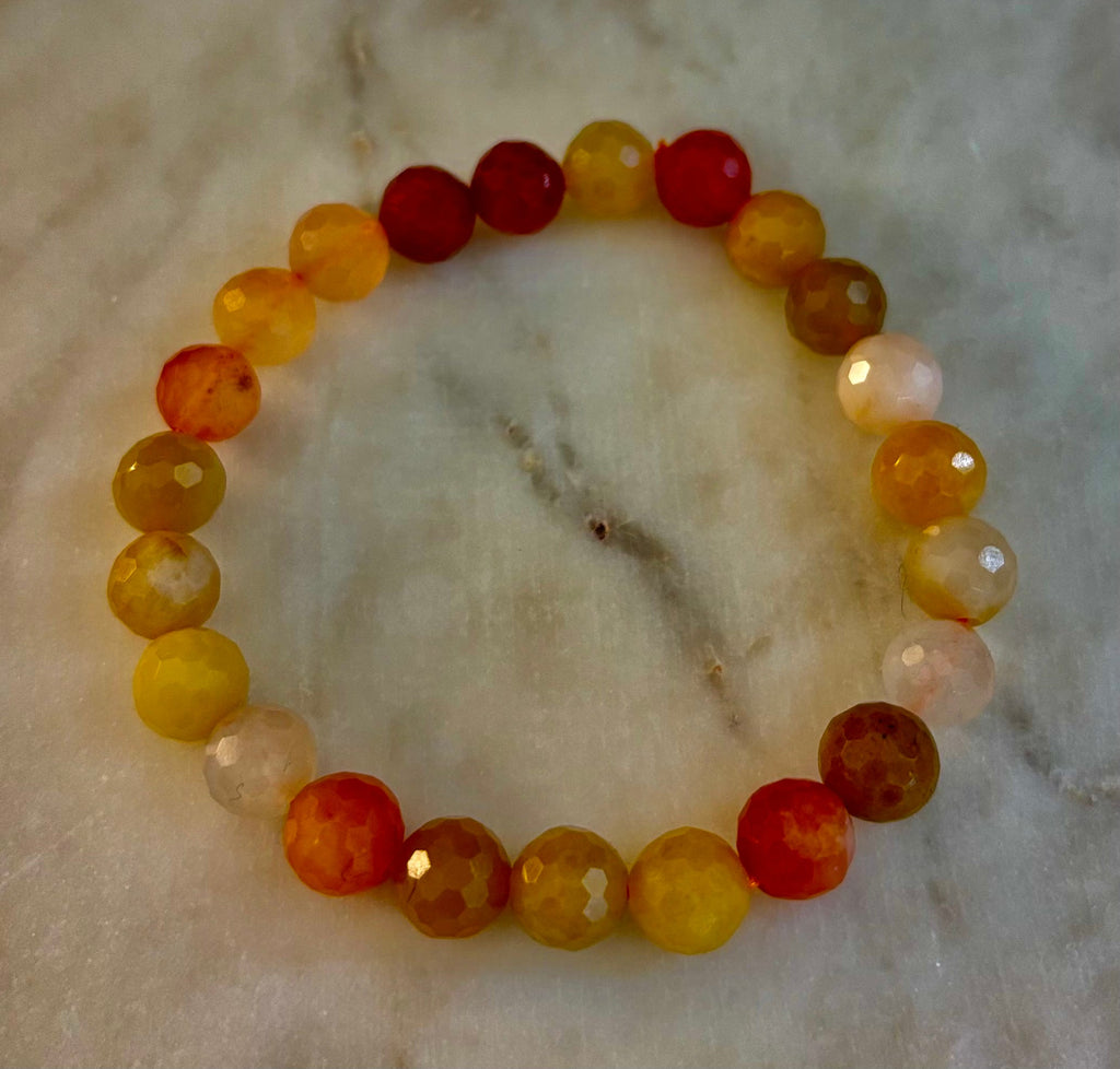 Bright Orange Aventurine Polyhedral-Cut Bracelet – 8mm (Medium Wrist) | Reiki-Infused Confidence & Creativity Stone