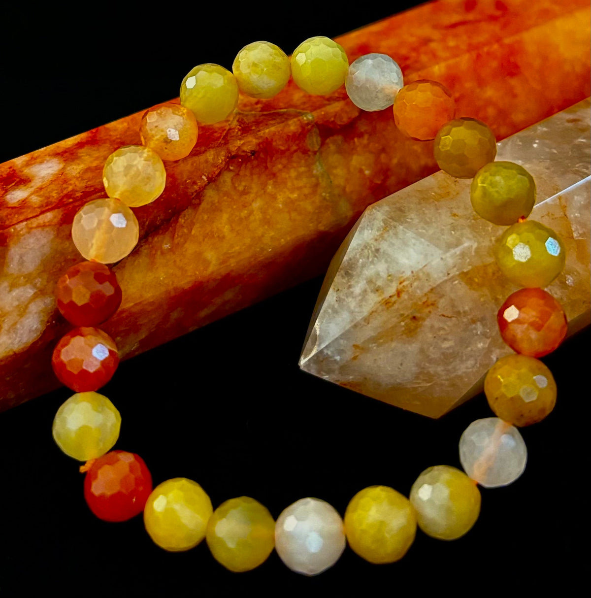 Bright Orange Aventurine Polyhedral-Cut Bracelet – 8mm (Medium Wrist) | Reiki-Infused Confidence & Creativity Stone
