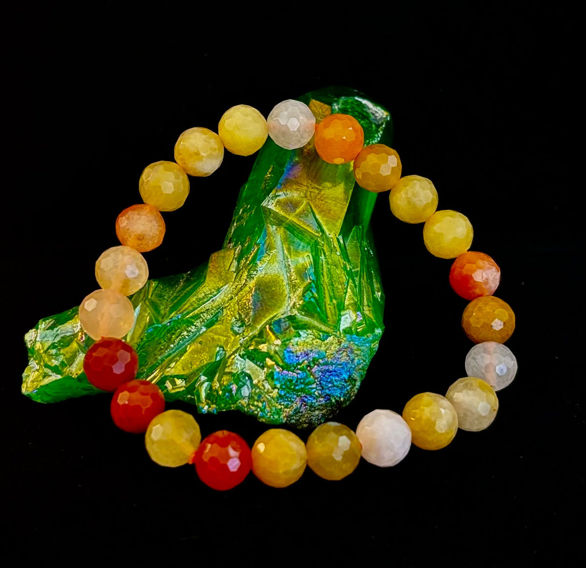 Bright Orange Aventurine Polyhedral-Cut Bracelet – 8mm (Medium Wrist) | Reiki-Infused Confidence & Creativity Stone