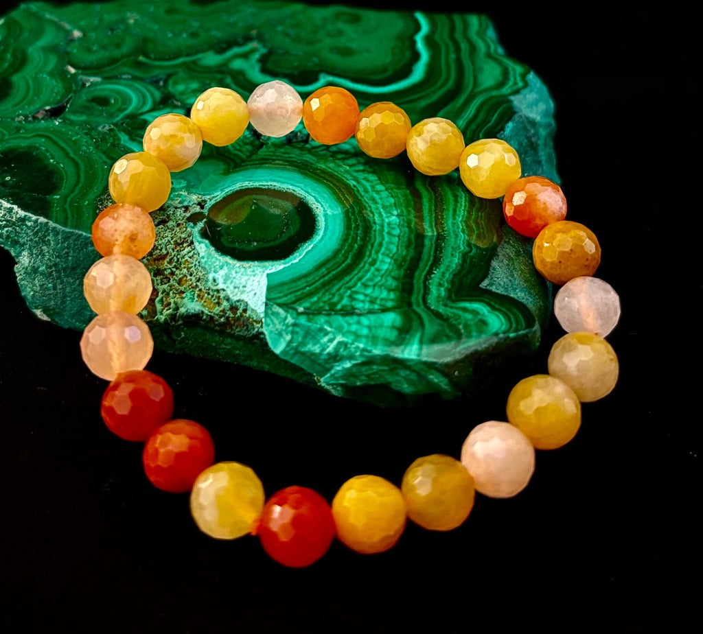 Bright Orange Aventurine Polyhedral-Cut Bracelet – 8mm (Medium Wrist) | Reiki-Infused Confidence & Creativity Stone
