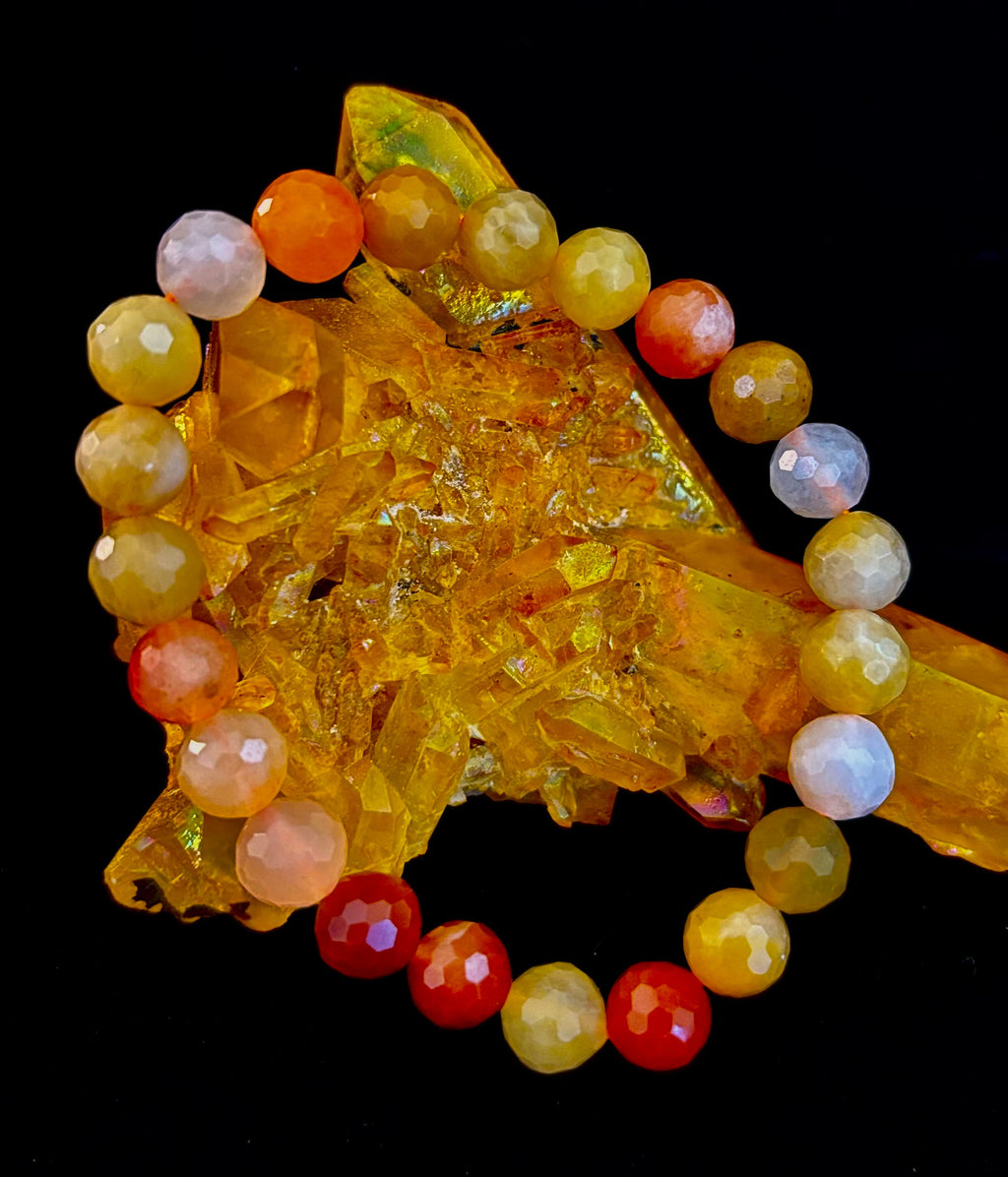 Bright Orange Aventurine Polyhedral-Cut Bracelet – 8mm (Medium Wrist) | Reiki-Infused Confidence & Creativity Stone