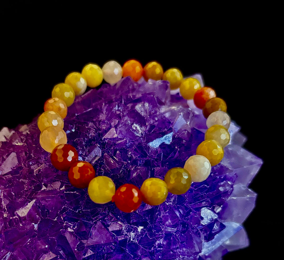 Bright Orange Aventurine Polyhedral-Cut Bracelet – 8mm (Medium Wrist) | Reiki-Infused Confidence & Creativity Stone