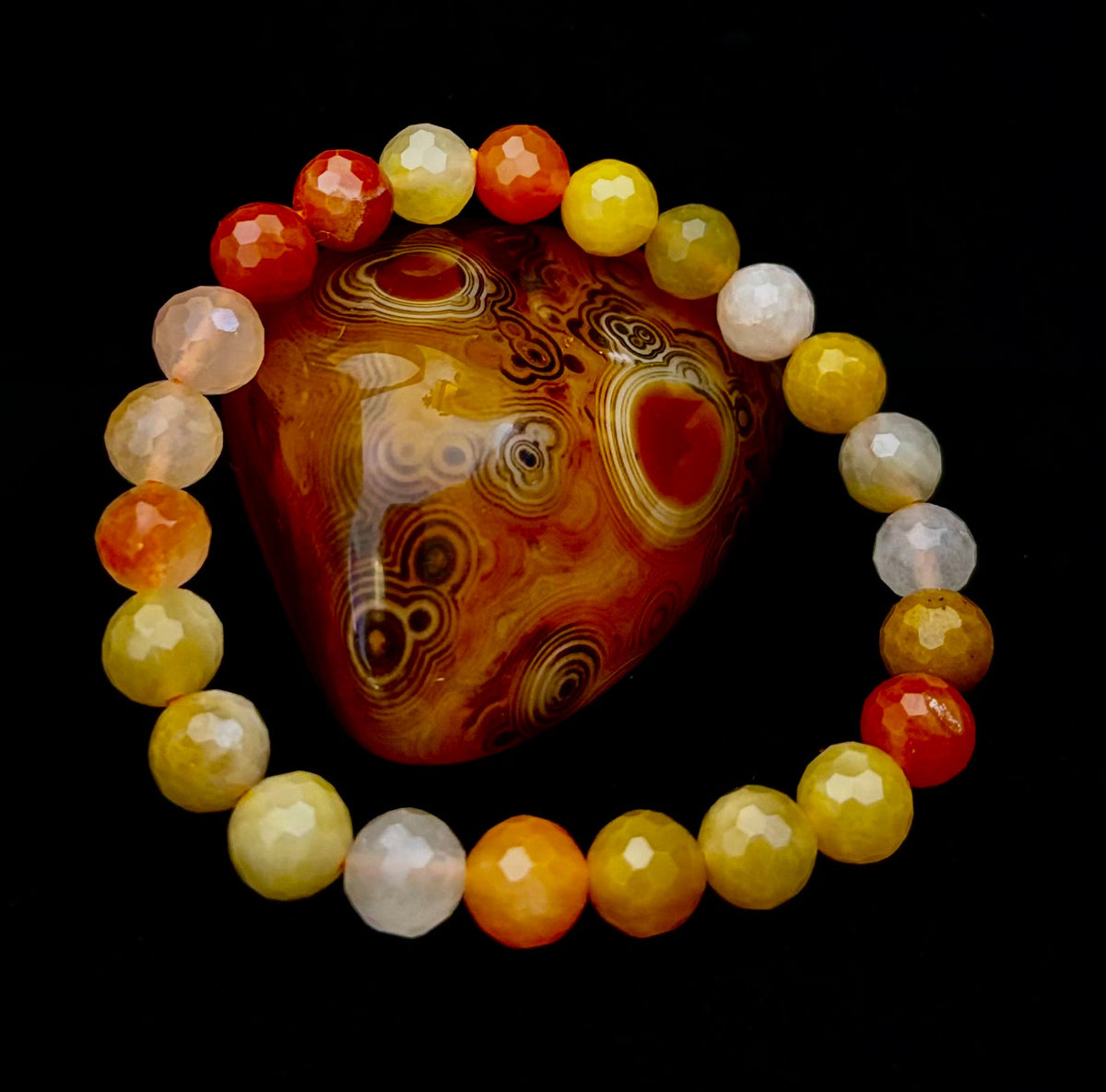 Bright Orange Aventurine Polyhedral-Cut Bracelet – 8mm (Medium Wrist) | Reiki-Infused Confidence & Creativity Stone