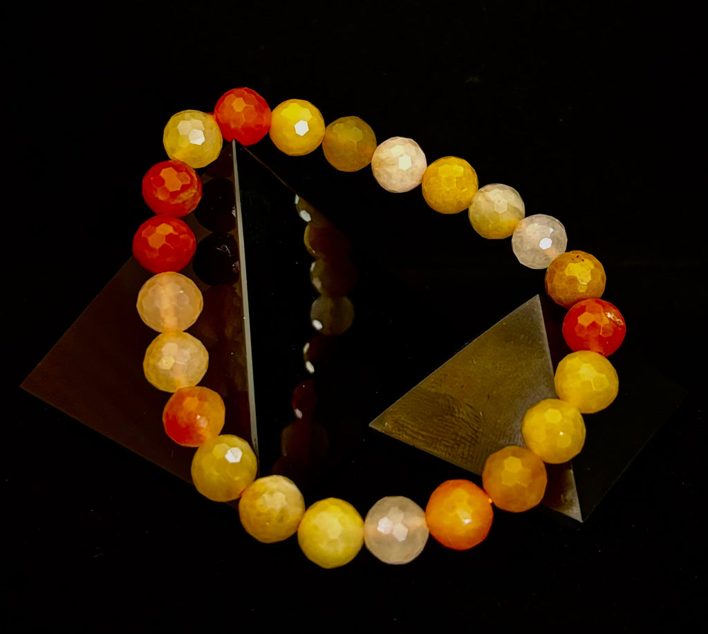 Bright Orange Aventurine Polyhedral-Cut Bracelet – 8mm (Medium Wrist) | Reiki-Infused Confidence & Creativity Stone