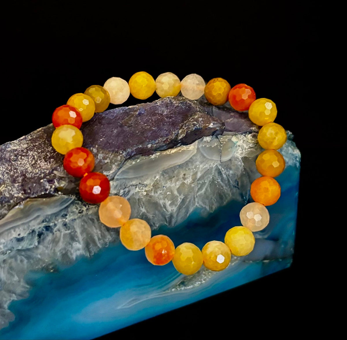Bright Orange Aventurine Polyhedral-Cut Bracelet – 8mm (Medium Wrist) | Reiki-Infused Confidence & Creativity Stone