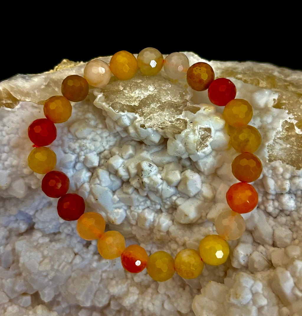 Bright Orange Aventurine Polyhedral-Cut Bracelet – 8mm (Medium Wrist) | Reiki-Infused Confidence & Creativity Stone