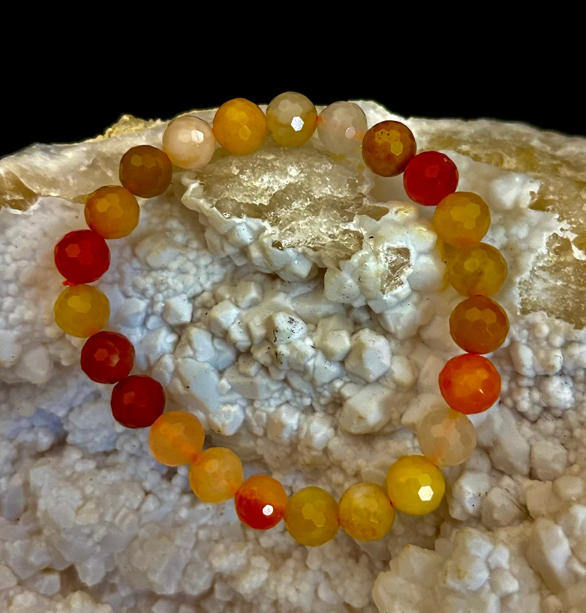 Bright Orange Aventurine Polyhedral-Cut Bracelet – 8mm (Medium Wrist) | Reiki-Infused Confidence & Creativity Stone