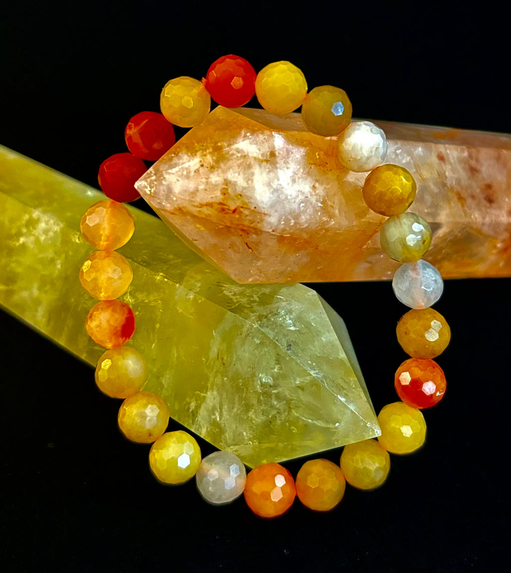 Bright Orange Aventurine Polyhedral-Cut Bracelet – 8mm (Medium Wrist) | Reiki-Infused Confidence & Creativity Stone