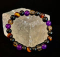 Reiki-Infused Tranquil Focus Bracelet with Amethyst, Tiger Eye & Smoky Quartz for Calm, Clarity & Protection (8mm)