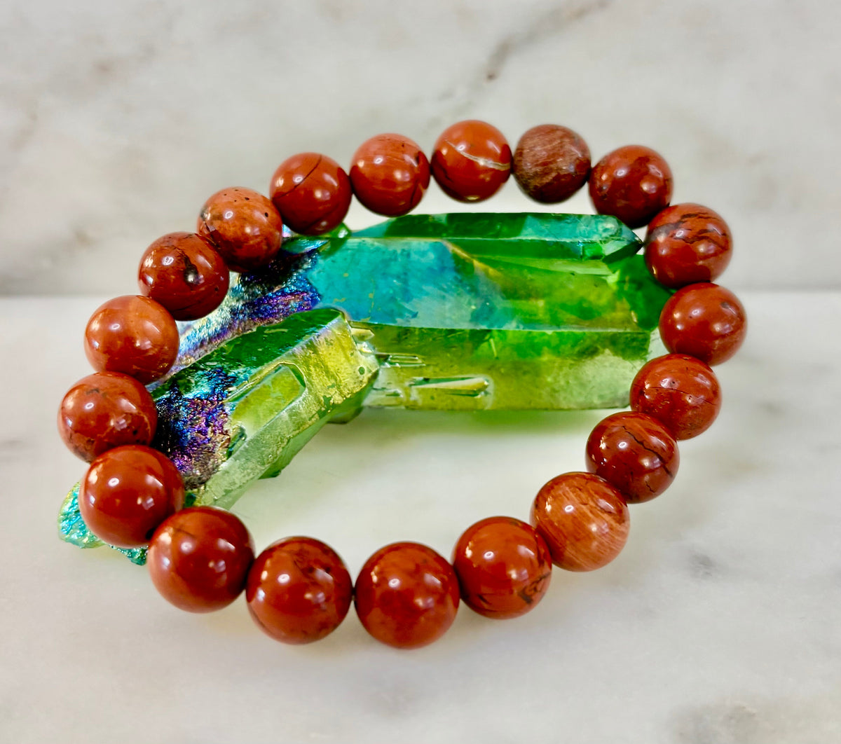Reiki-Infused Red Jasper Bracelet – 10mm Grounding & Strength Beads