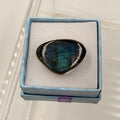 Sterling Silver Triangular Spectrolite Ring - Size 10 -Intuition, Protection & Illumination