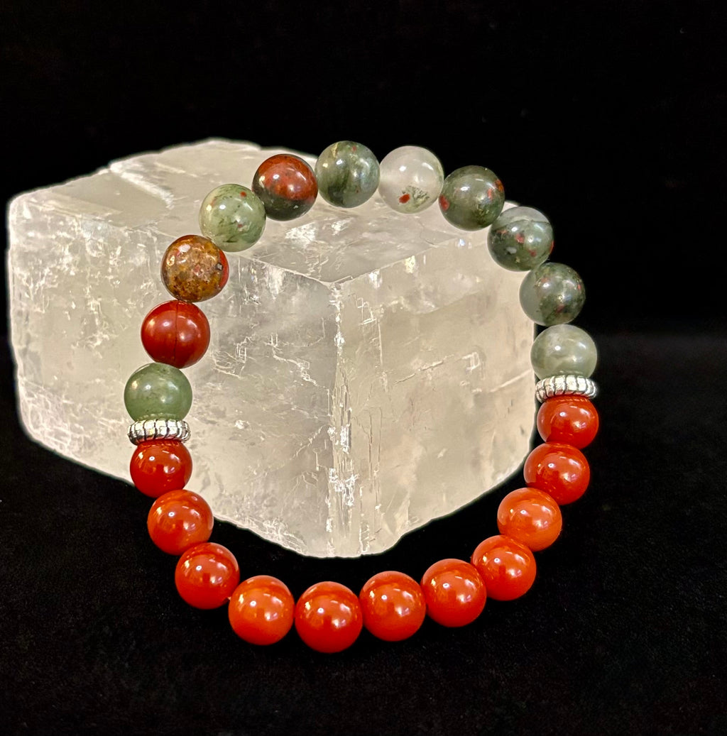 Health & Wellness Intention Bracelet – Reiki-Infused Carnelian & African Bloodstone
