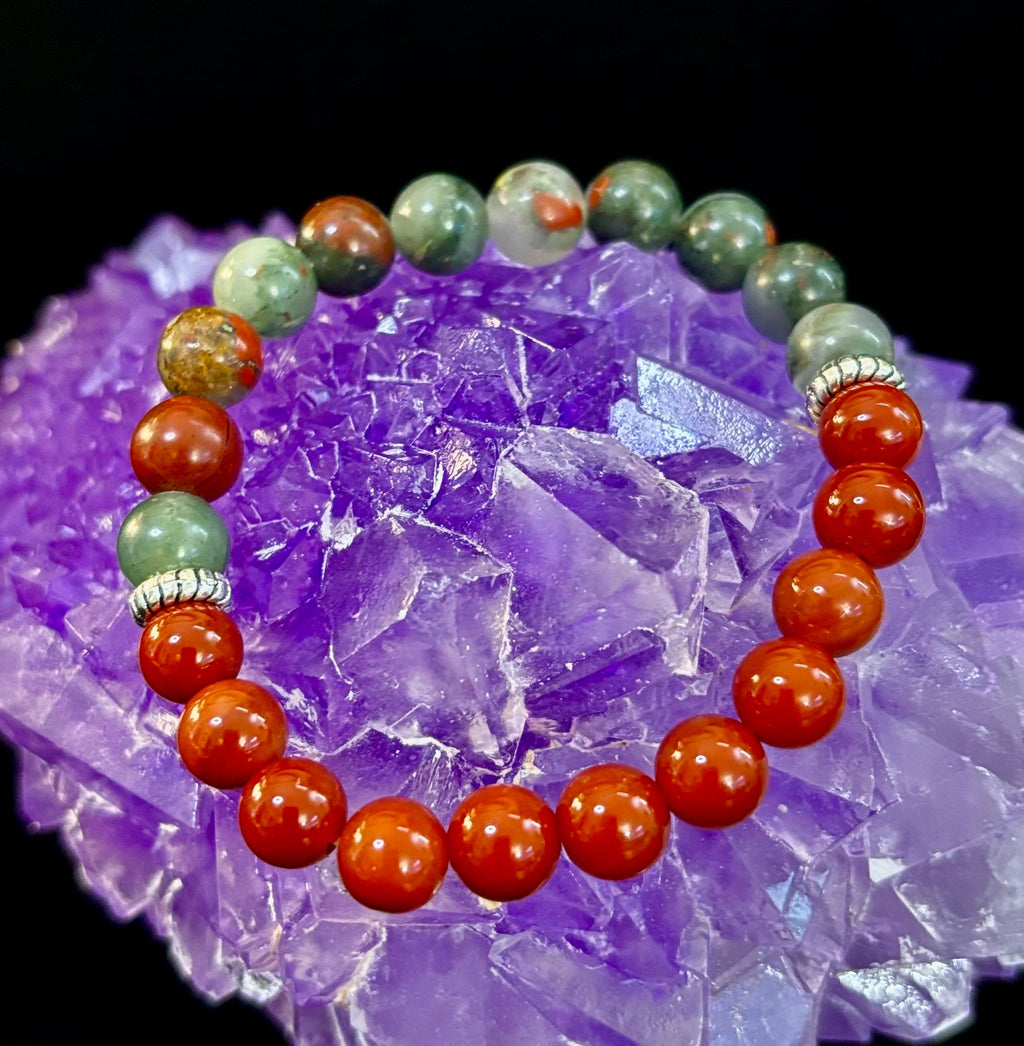 Health & Wellness Intention Bracelet – Reiki-Infused Carnelian & African Bloodstone