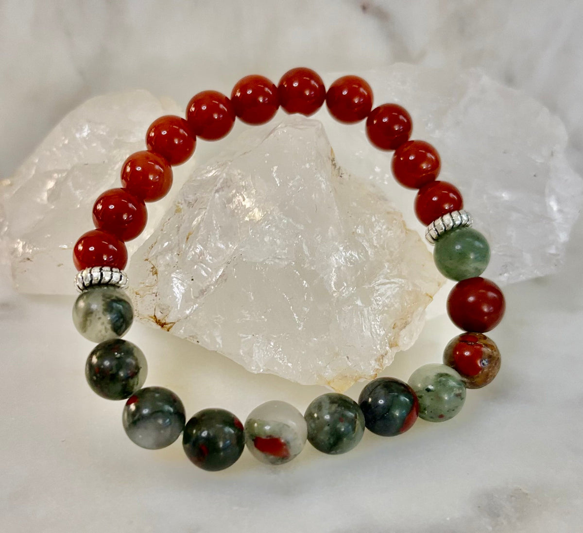 Health & Wellness Intention Bracelet – Reiki-Infused Carnelian & African Bloodstone