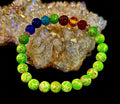 Reiki-Infused 7 Chakra & Green Sea Sediment Jasper Alignment Bracelet for Total Balance & Grounding (8mm)