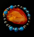 Reiki-Infused Blue Apatite & Black Obsidian "Guardian" Bracelet for Spiritual Protection, Focus & Communication (8mm & 10mm)