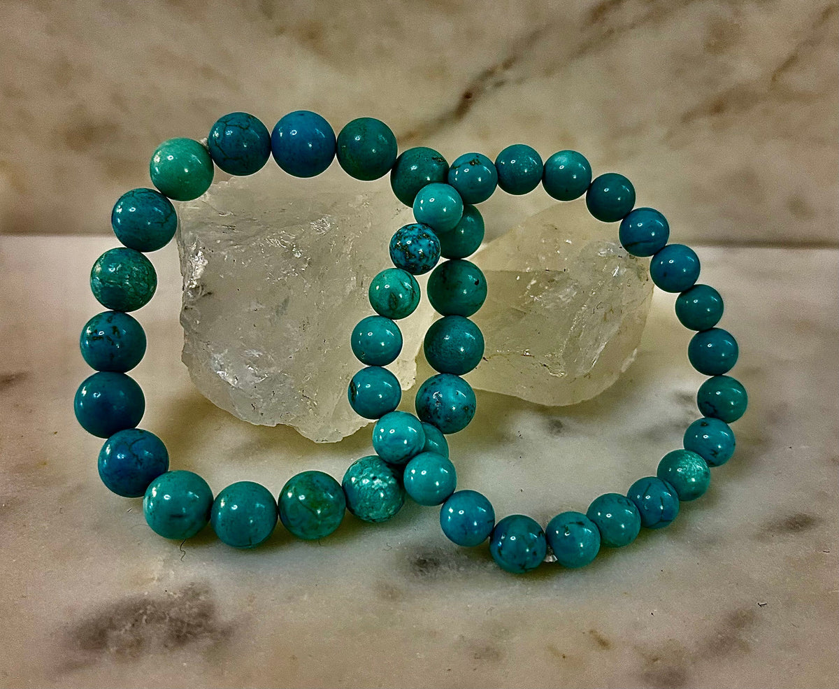 Reiki-Infused Natural Turquoise Howlite Bracelet for Calm Communication, Stress Relief & Inner Harmony (8mm & 10mm)